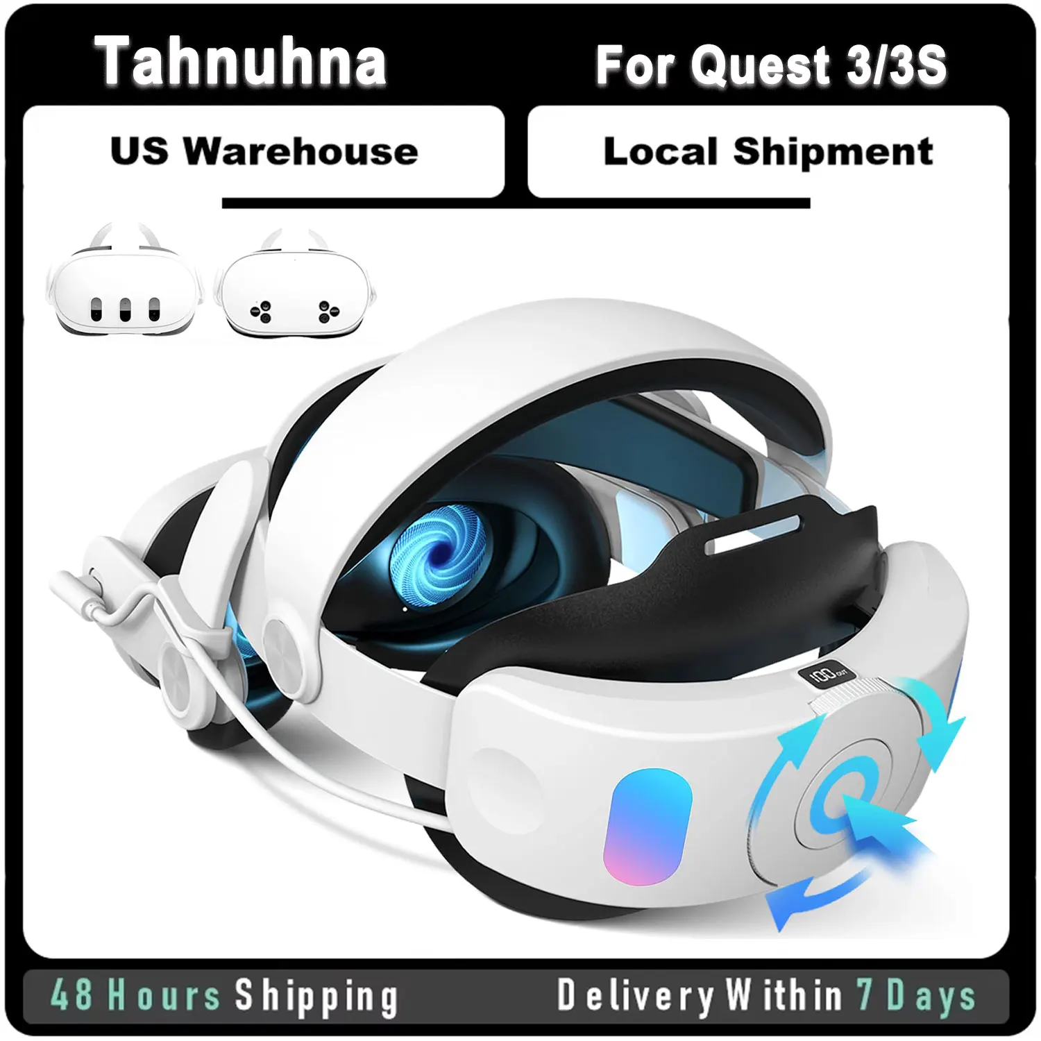 حزام رأس مريح بطارية 10000 مللي أمبير في الساعة لـ Meta Quest 3&Quest 3S، استبدال حزام النخبة لشحن سريع لتوسيع وقت تشغيل الواقع الافتراضي