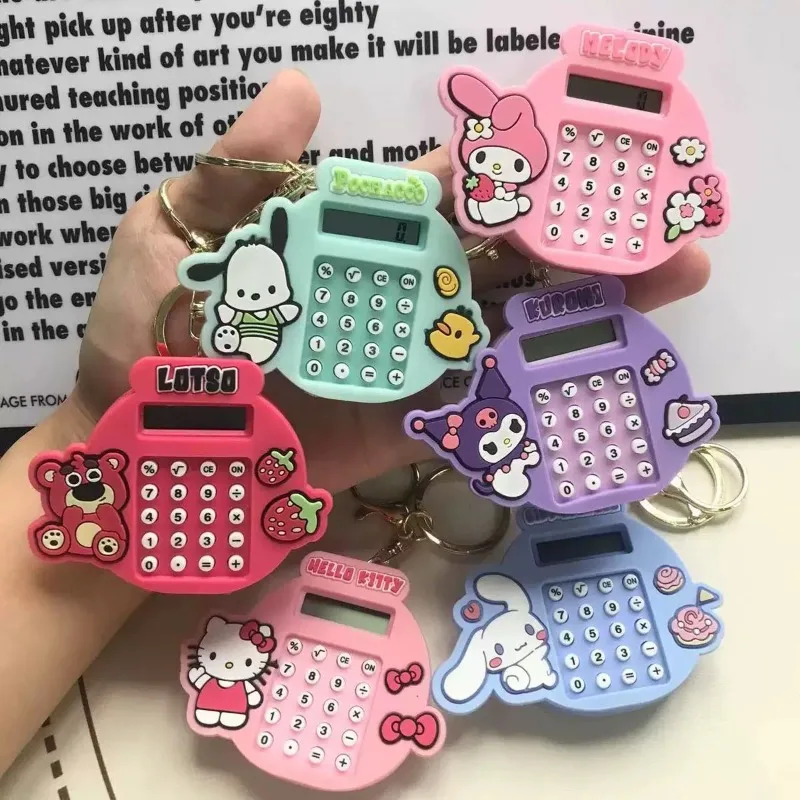 Sanrio anime olá kitty kuromi minha melodia novo desenho animado multi-função jogo labirinto mini chaveiro calculadora bolsa escolar pingente
