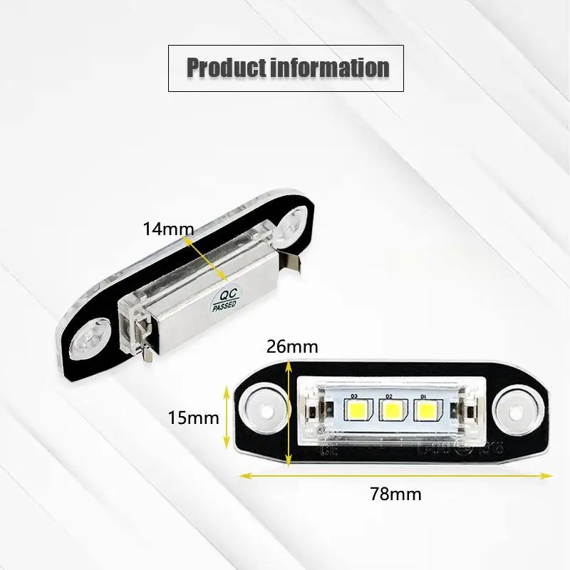 LED License Plate Light for Volvo S80 XC90 S40 V60 XC60 S60 C70 V50 XC70 V70 White Car-Styling Number Lamp view 2