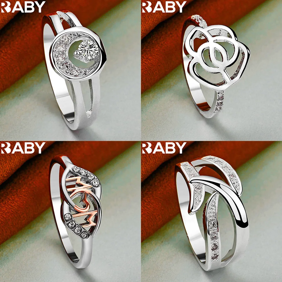 

URBABY 925 Sterling Silver Size 7-10 Zircons Geometric Ring For Women Men Grace Jewelry Trend Fashionable Birthday Party Gifts