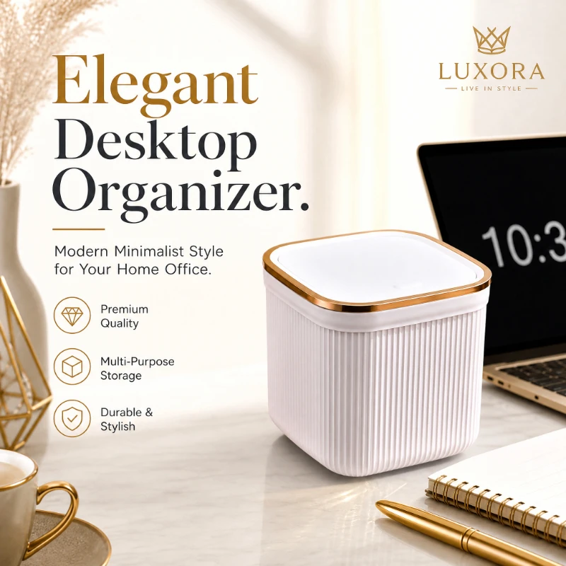 Desktop Trash Can Small Garbage Bin with Press Lid for Home Office Living Room Bedroom