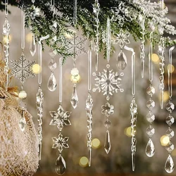 1/10Pcs Christmas Decor Snowflake Crystal Pendants Xmas Tree Hanging Ornament 2026 Christmas Home Decorations New Year Gift 2026