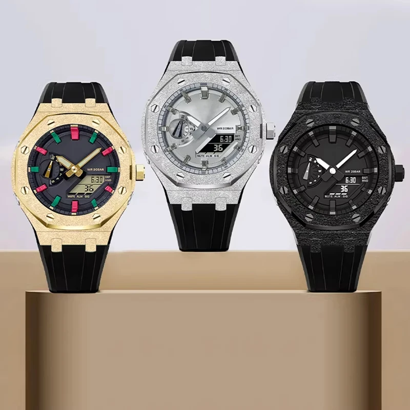 ForCasio G-SHOCK Farm Oak GA2100/GA2110 Stainless Steel 316L Frost Gold Strap Set GA-2100 GA-B2100 Metal Case Strap Bracelet
