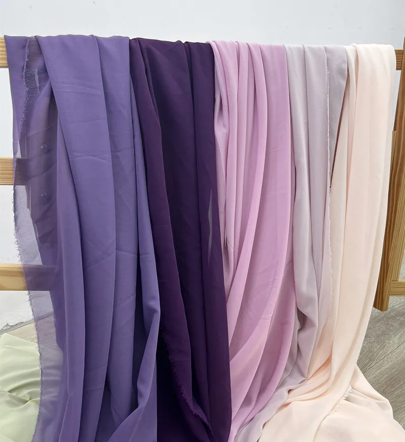 Grape Purple Chiffon Voile Draping Fabric for Wedding Banquet Scene Table Runner Layout Translucent Cloth Solid Color Fabric
