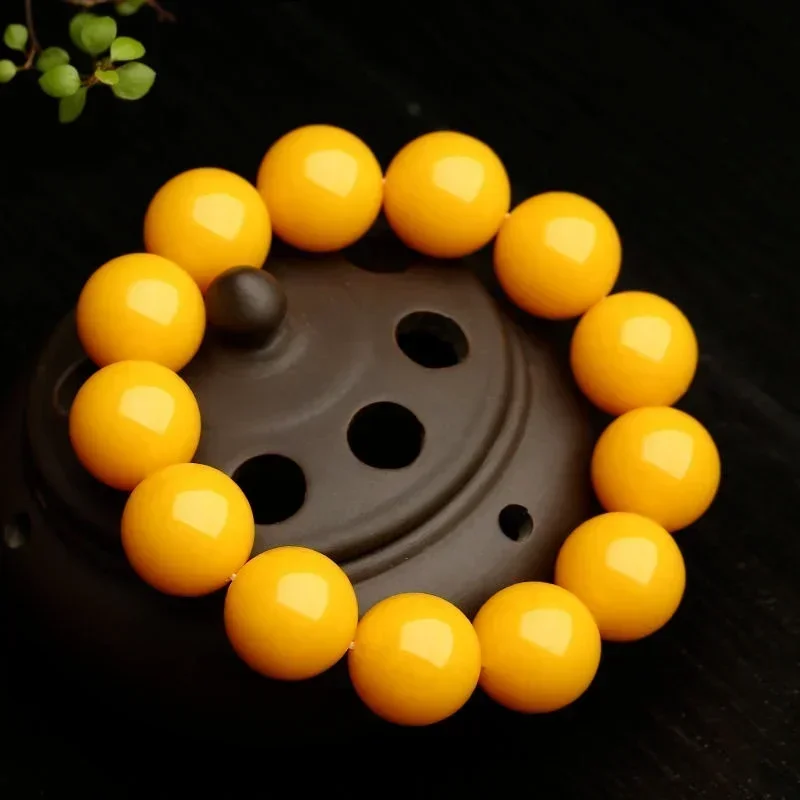 Natural Beeswax Bracelet Polo Yellow Mens WoMens Old Honey Amber Bracelet Single Circle