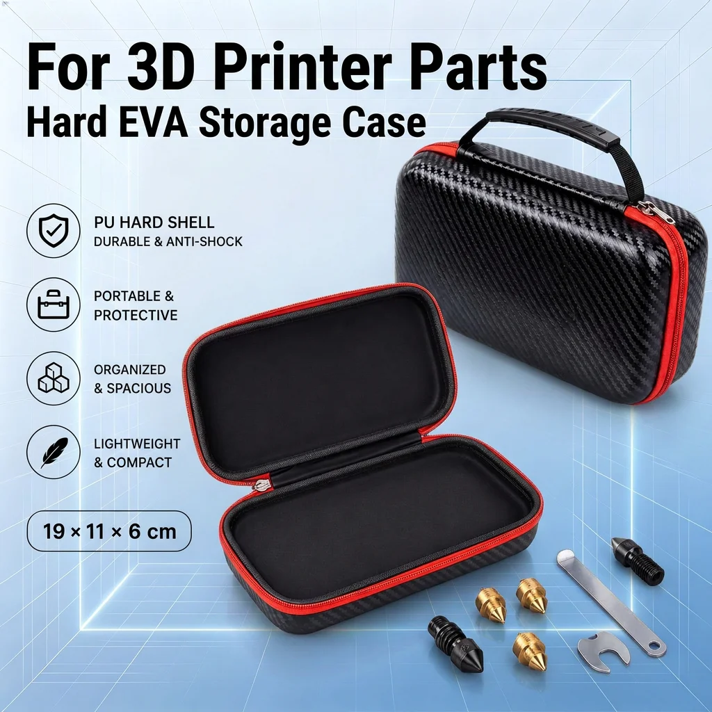 Hard EVA Storage Case For Bambu Lab A1 A1 Mini 3D Printer Hotend Nozzle Repair Tools Portable Protective Accessories Organizer