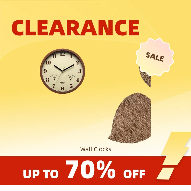 Clearance_9.5 Inch Simple Fashion Living Room Thermometer Clock Wooden Scale Watch 12 Hours Mini Wall Clock Carrying Thermometer