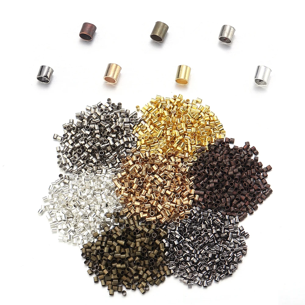 500pcs/Lots 1.5/2/2.5mm Copper Tube Crimp End Beads Stopper Spacer Beads For Jewelry Making Findings Supplies Necklace Bracelet