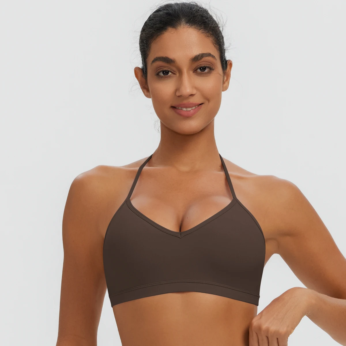 Damen-Sommer-Tanktops, einfarbig, mit Raffung, Yoga-BH, sexy, schöner Rücken, dünne Schulterträger, Sport-BH, Fitness-BH, Lauf-BH – Detail 37