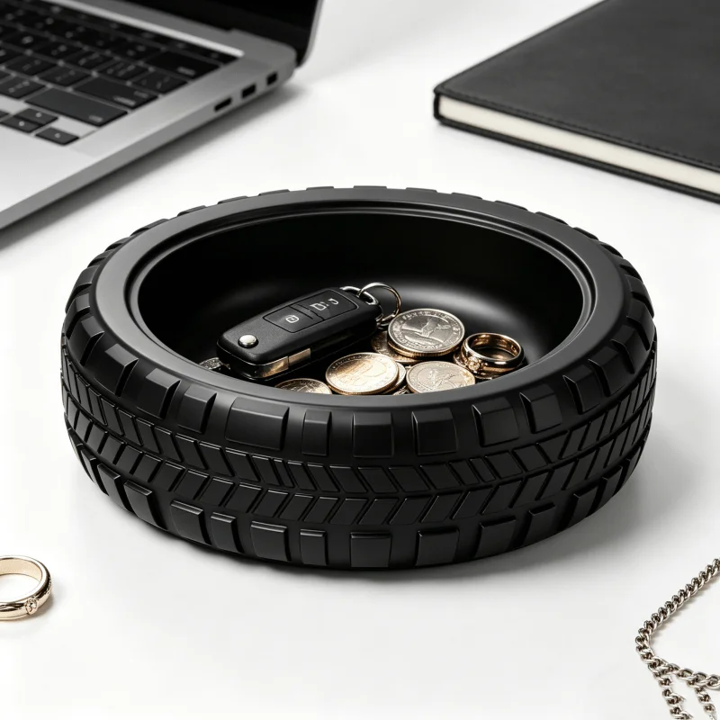 Black Off-Road Tire Storage Basket Novelty Simulated Car Tire Storage Tray Home Living Room Ornament Desktop Decoration
