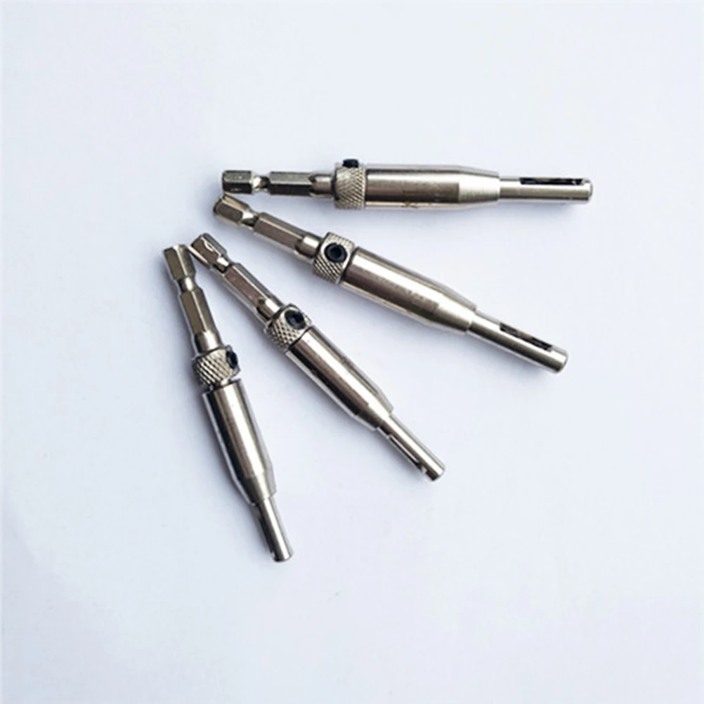 4 pcs Self Centering Hinge Drill Bits Woodworking Tool Set 5/64 7/64 9/64 11/64 Brass Body Durable Hole Puncher For