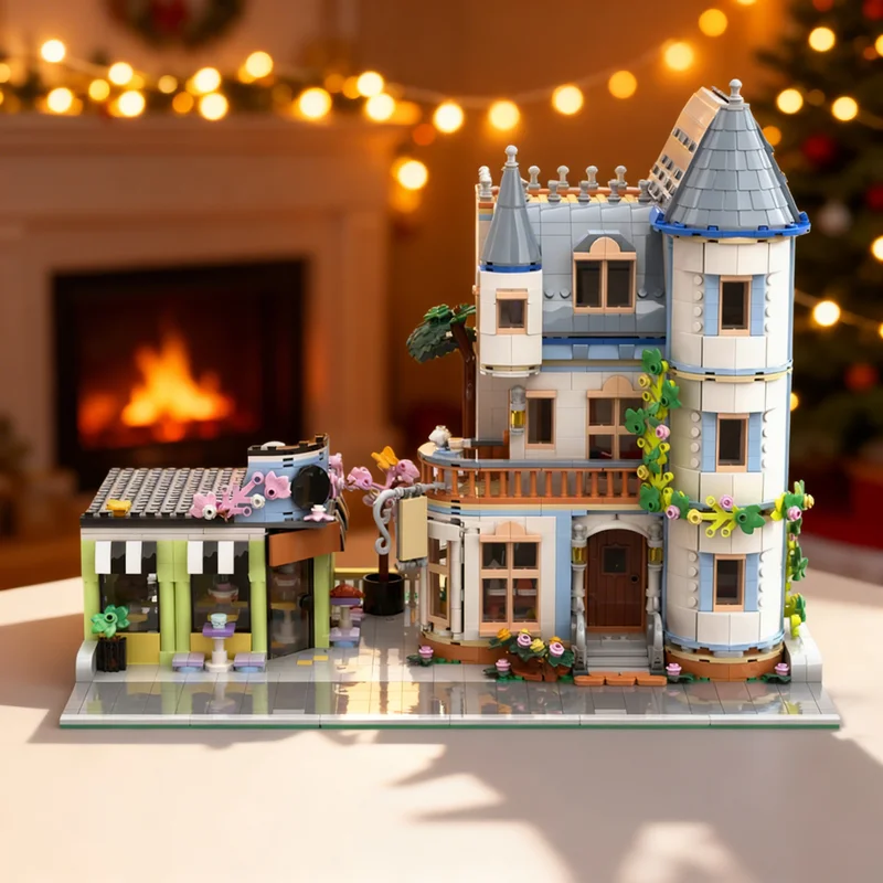 2320pcs MOC Castle Bed & Breakfast Bakery Combination Modular Modular Buildings Model Building Blocks Toy Collection Creative