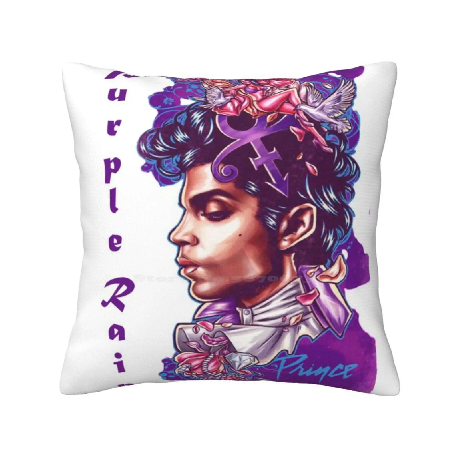 Prince Men'S Purple Rain Funny Cute Decor Square Pillowcase Purple Rain Black Official Live Visit Store Prince 100 Cotton High