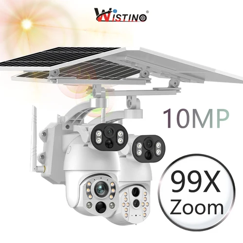 Wistino 10MP 99X 光学ズーム 4 グラム自動追跡ソーラーセキュリティカメラモーション検出ソーラーカメラ 4 グラム Sim カード