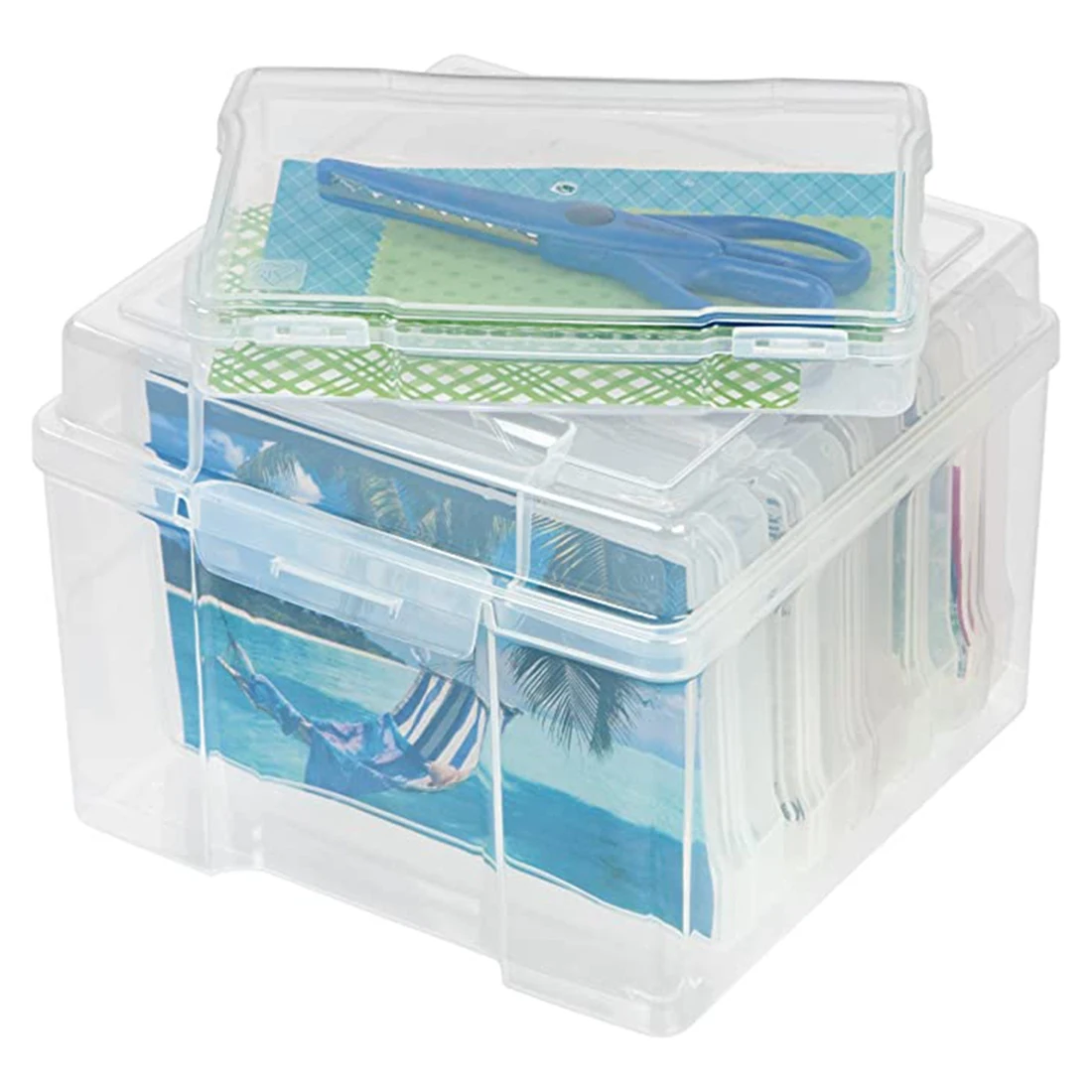 حافظات صور مقاس A78U-5X7 بوصة وحافظة حرفية شفافة مع تصميم مشبك 6 حافظات داخلية صندوق حاوية تخزين بلاستيكي #2