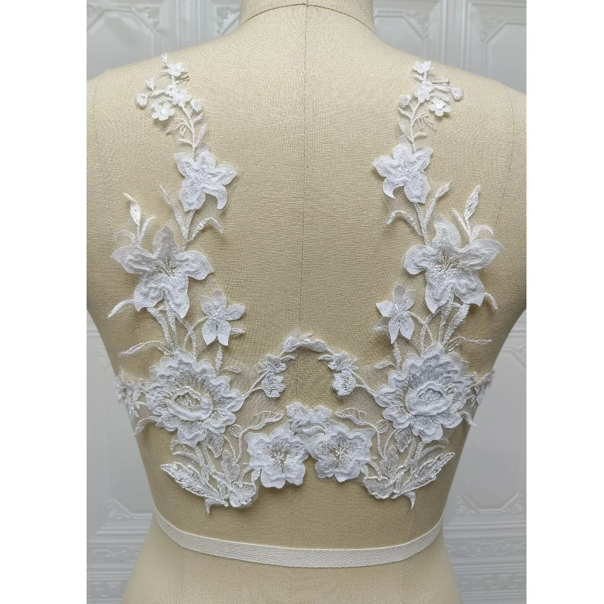 

Floral 3d Car Bone Flower Patches Pairs Embroidery Bridal Wedding Dress Lace Accessories In Pairs Medallion