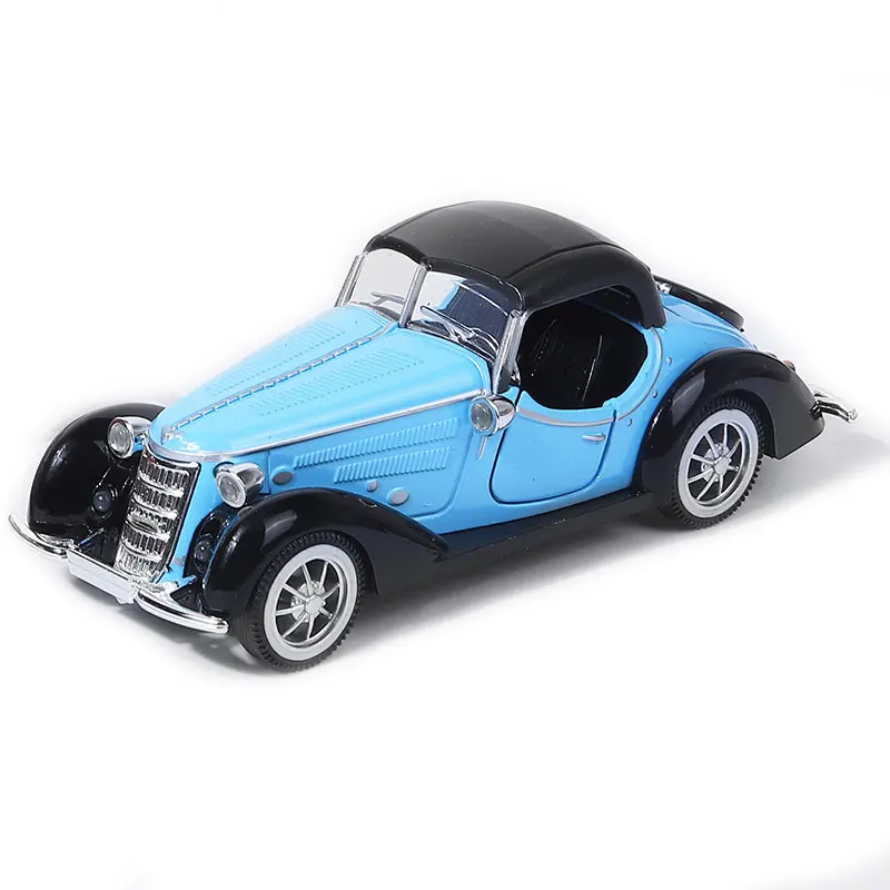 Die cast model 1:32 alloy open and closed canopy vintage car model, children\'s toy car ornament, rebound car model, can open doo