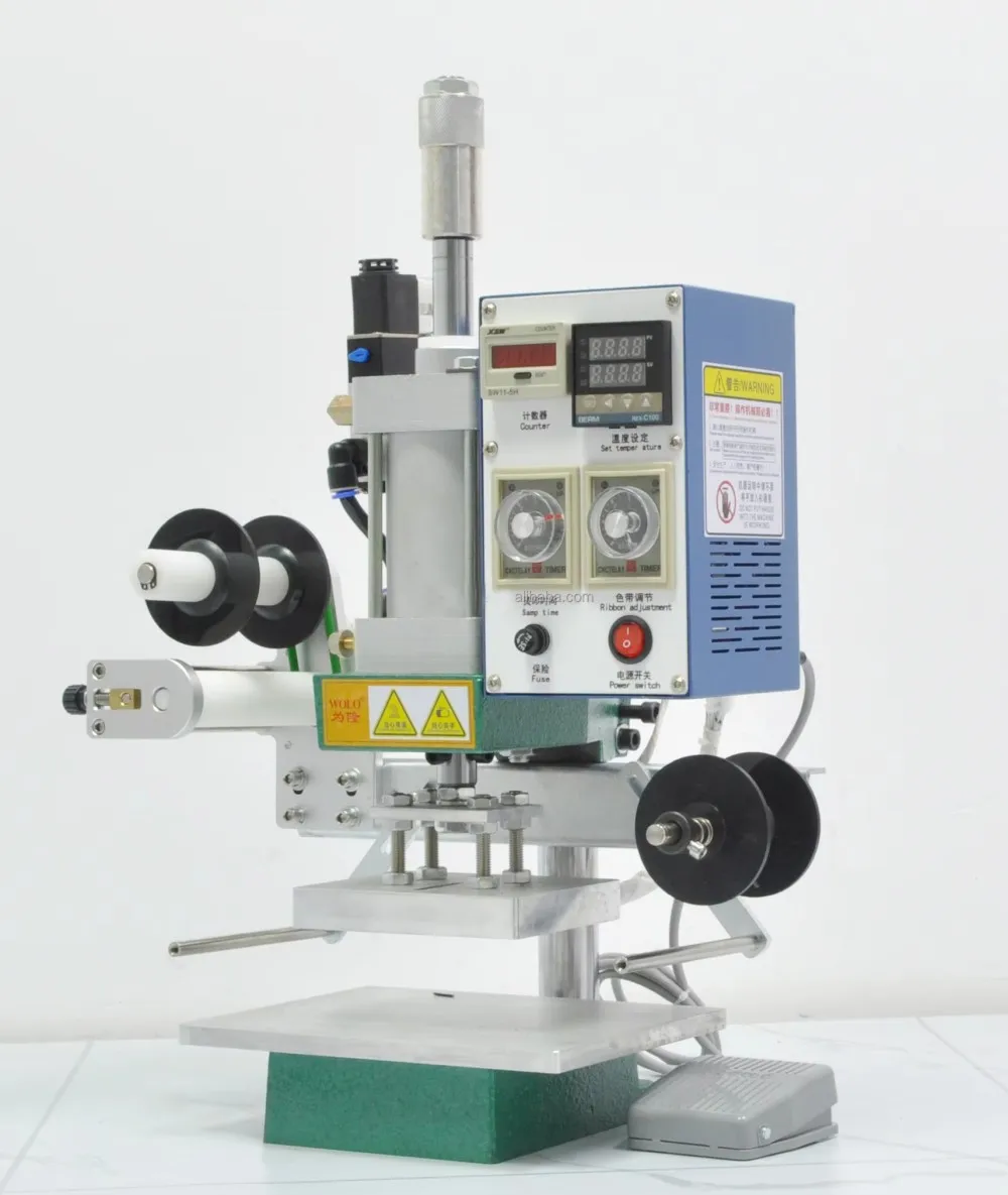 

W-Y11 Hot Press Foil Stamping Machine Gold Silver Foil Pneumatic Leather Logo Hot Stamping Embossing Machine for Bag Paper Bag