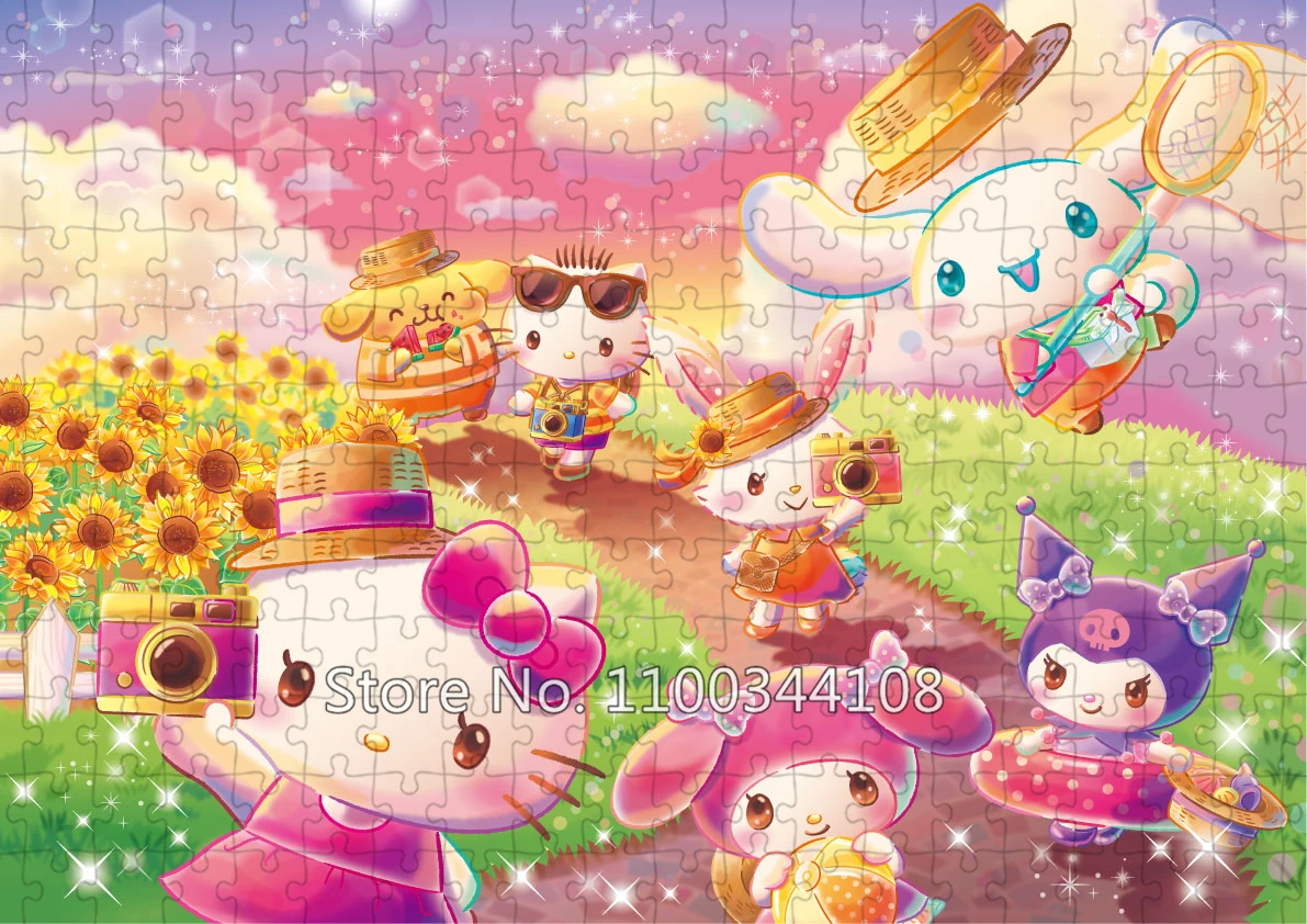 Sanrio Character Cartoon Jigsaw Puzzles 35/300/500/1000 Pieces Hello Kitty Pochacco Kuromi Puzzle Kids Adult Decompression Toys