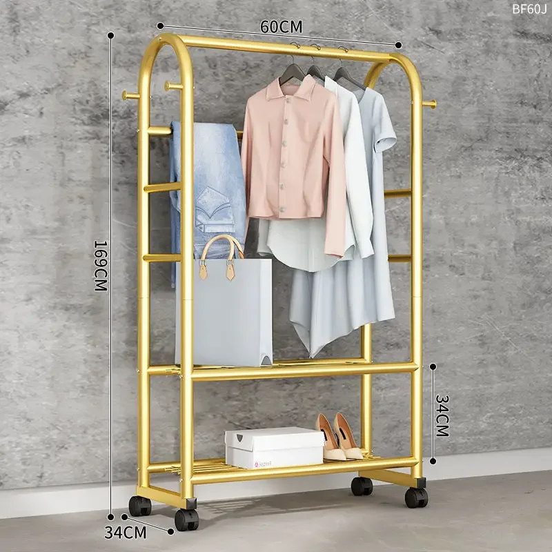 Floor-to-Ceiling Hanging Coat Rack, Simple Clothes  Drying Net, Red, Single Pole, Light, Luxury, Home, Balcony