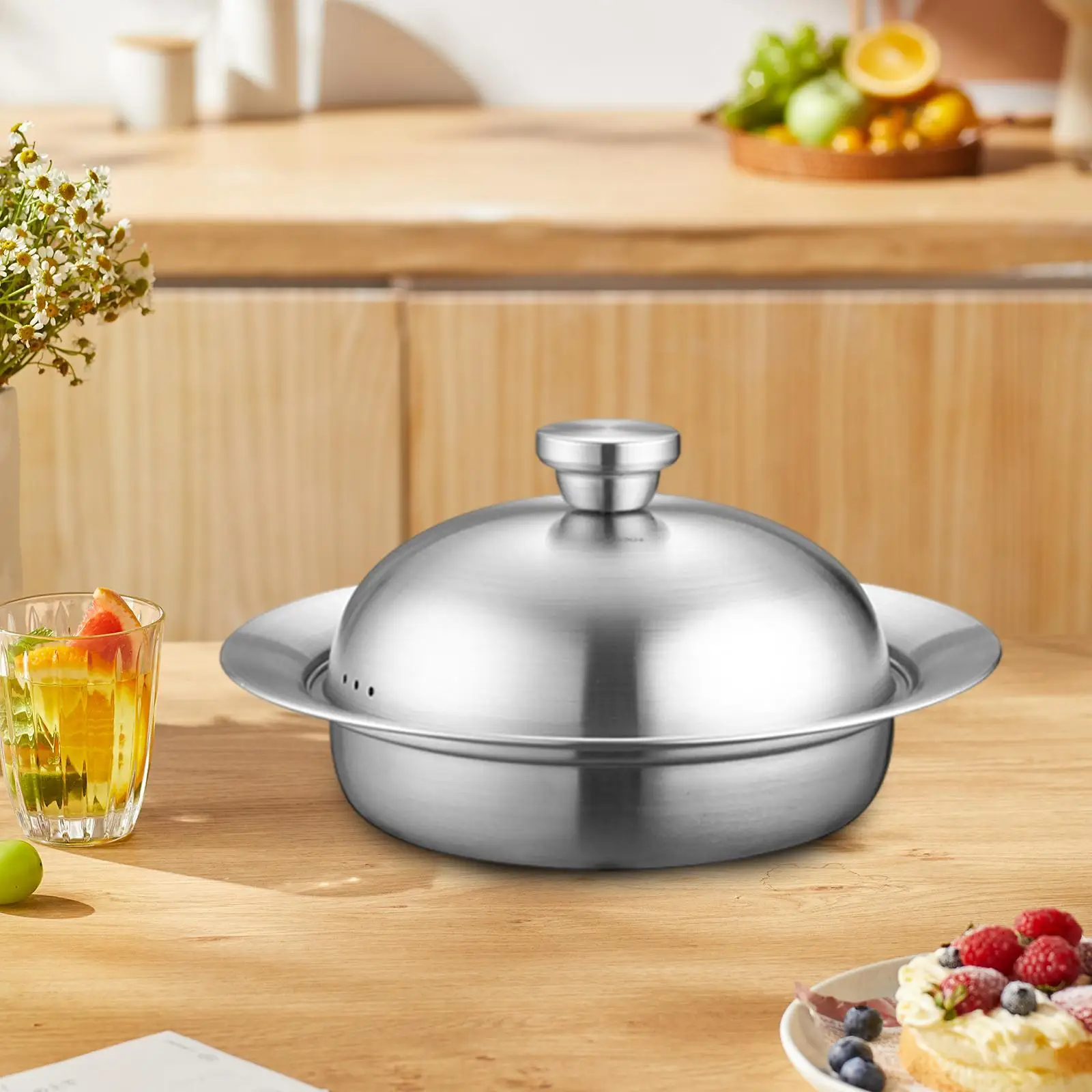 

304 Stainless Steel Flying Saucer Steaming Tray With Lid Flying Saucer Steamer Tray Steam Grid Plate Steamer Dia. 20-26cm Pot