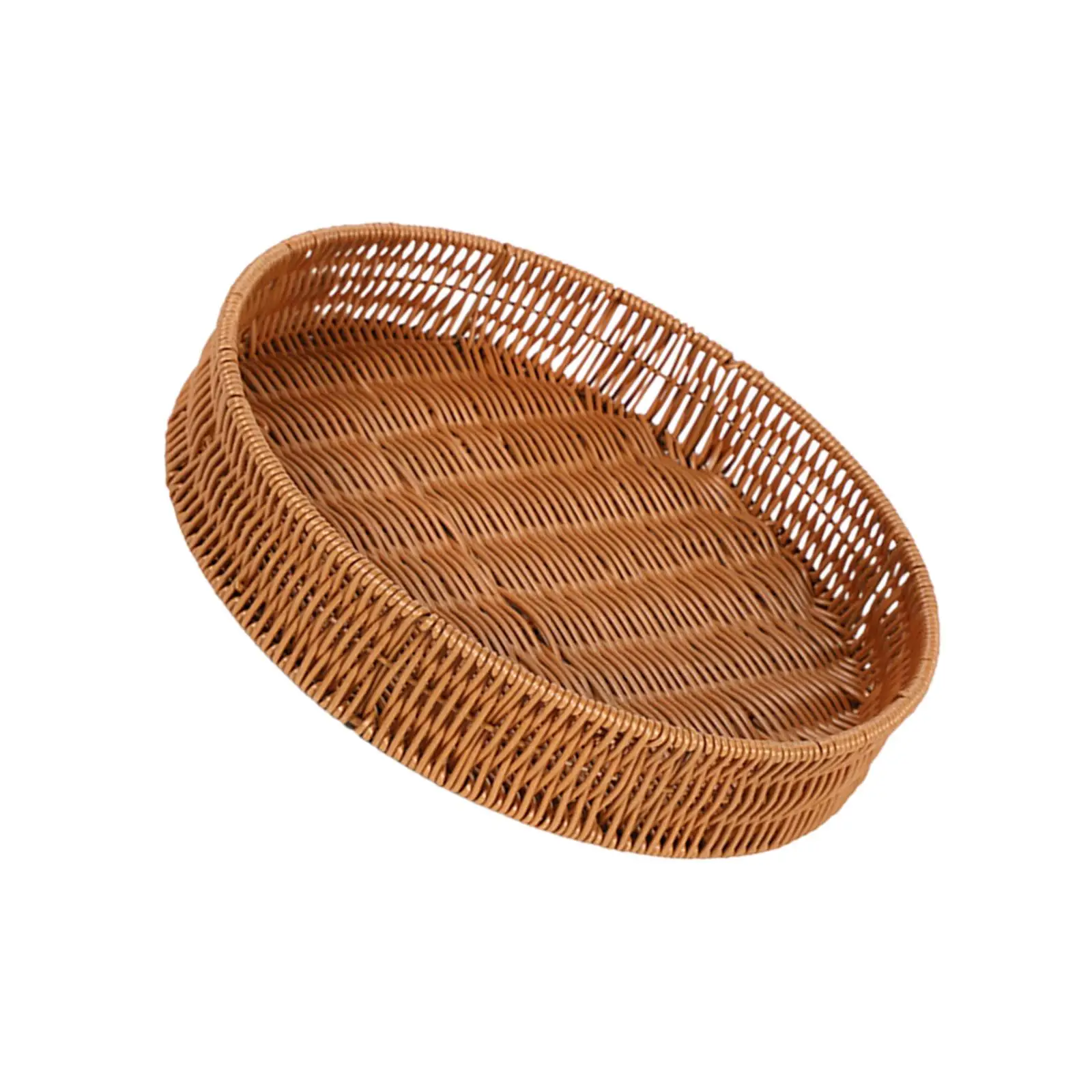 Wicker Storage Basket Home Decor Handctaft Decorative Tissue Holder Flat Organizer for Bread Entryway Tabletop Vegetables Cake