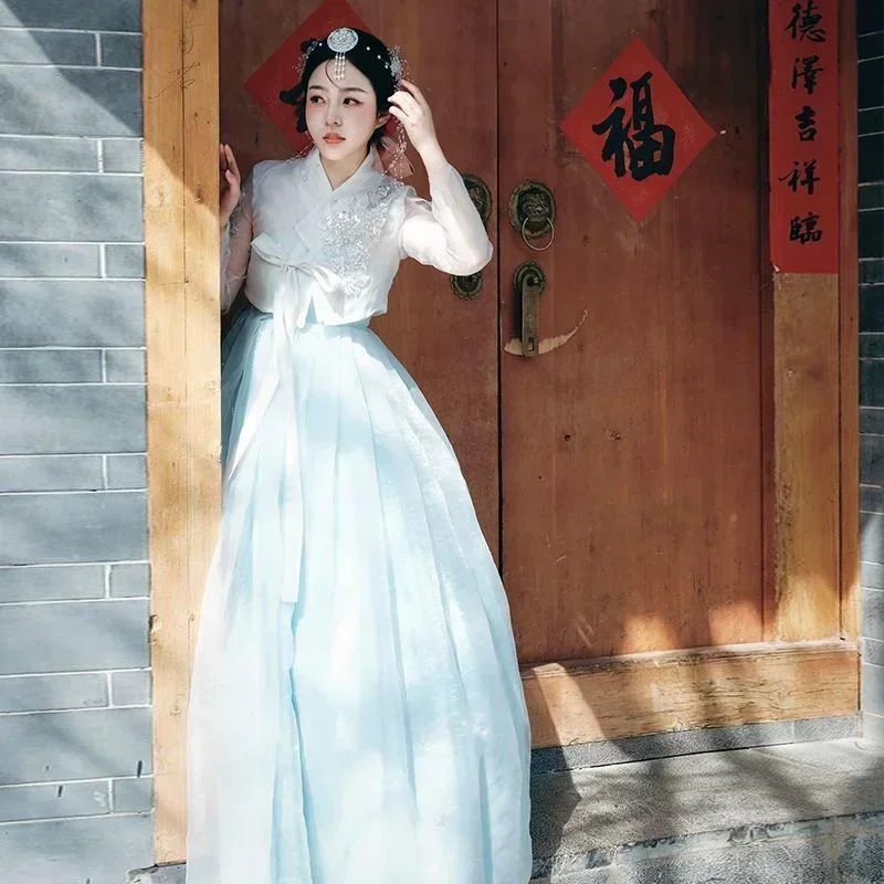 2025Hanbok เสื้อผ้าผู้หญิงแบบดั้งเดิมเครื่องแต่งกายเกาหลี Modernized ปรับปรุงเกาหลี Court แห่งชาติเต้นรําคอสเพลย์ Hanbok