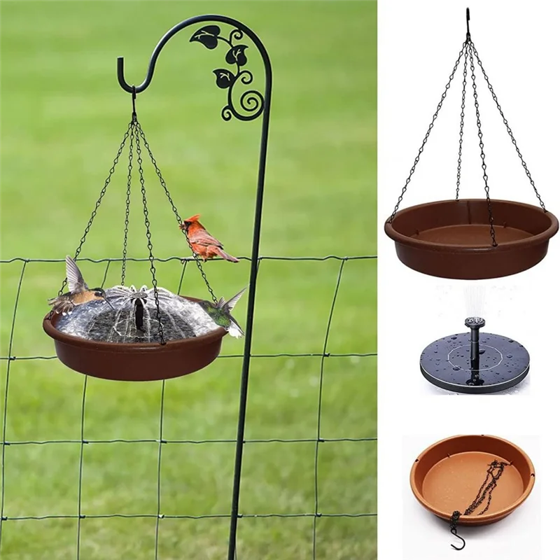 

Water Feeder Hangable Sturdy Bird Solar Sprinkler Pedestal Bird Bath Fountain-AA98