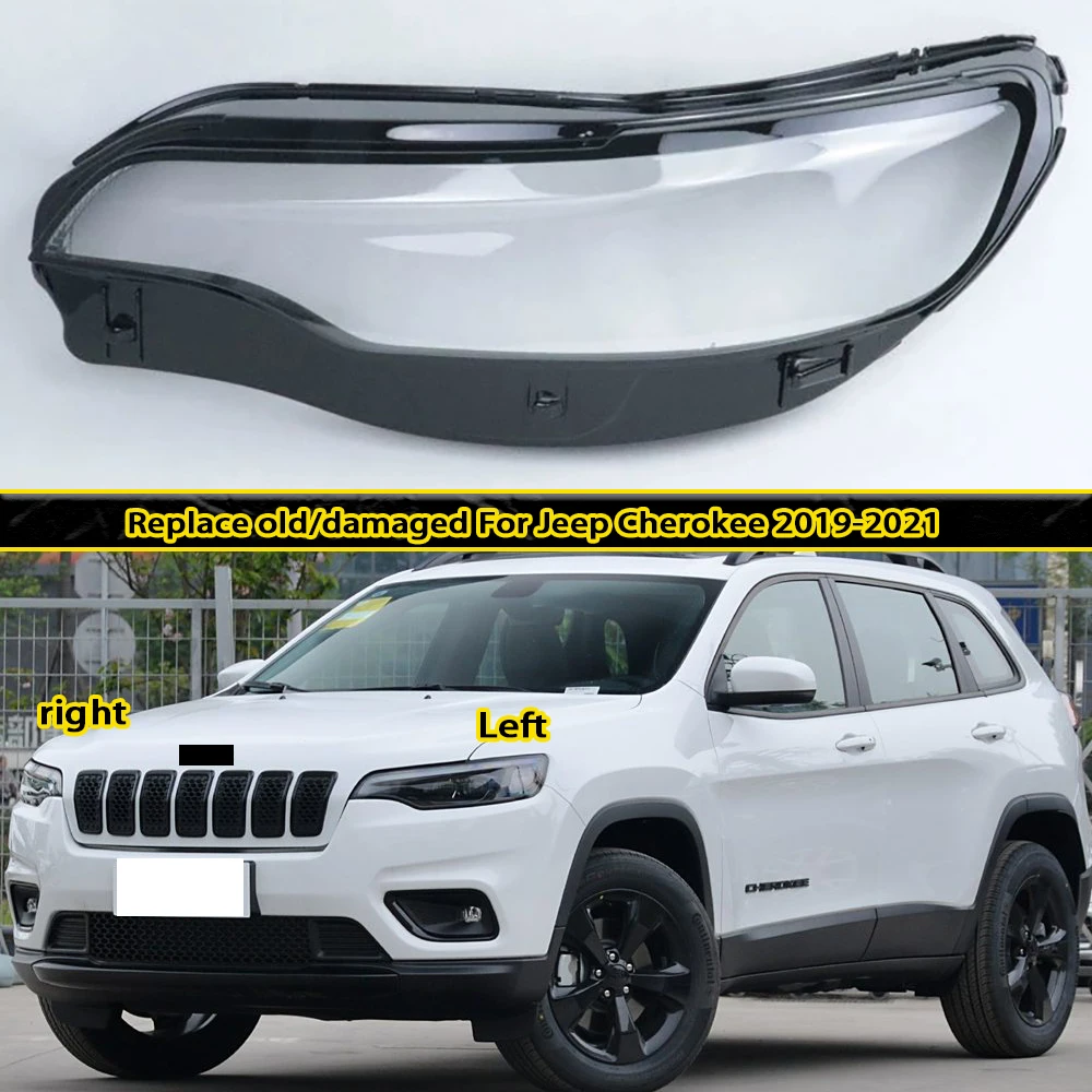 

For Jeep Cherokee 2019 2020 2021 Headlamp Transparent Lampshade Shell Masks Headlight Cover Lens Plexiglass