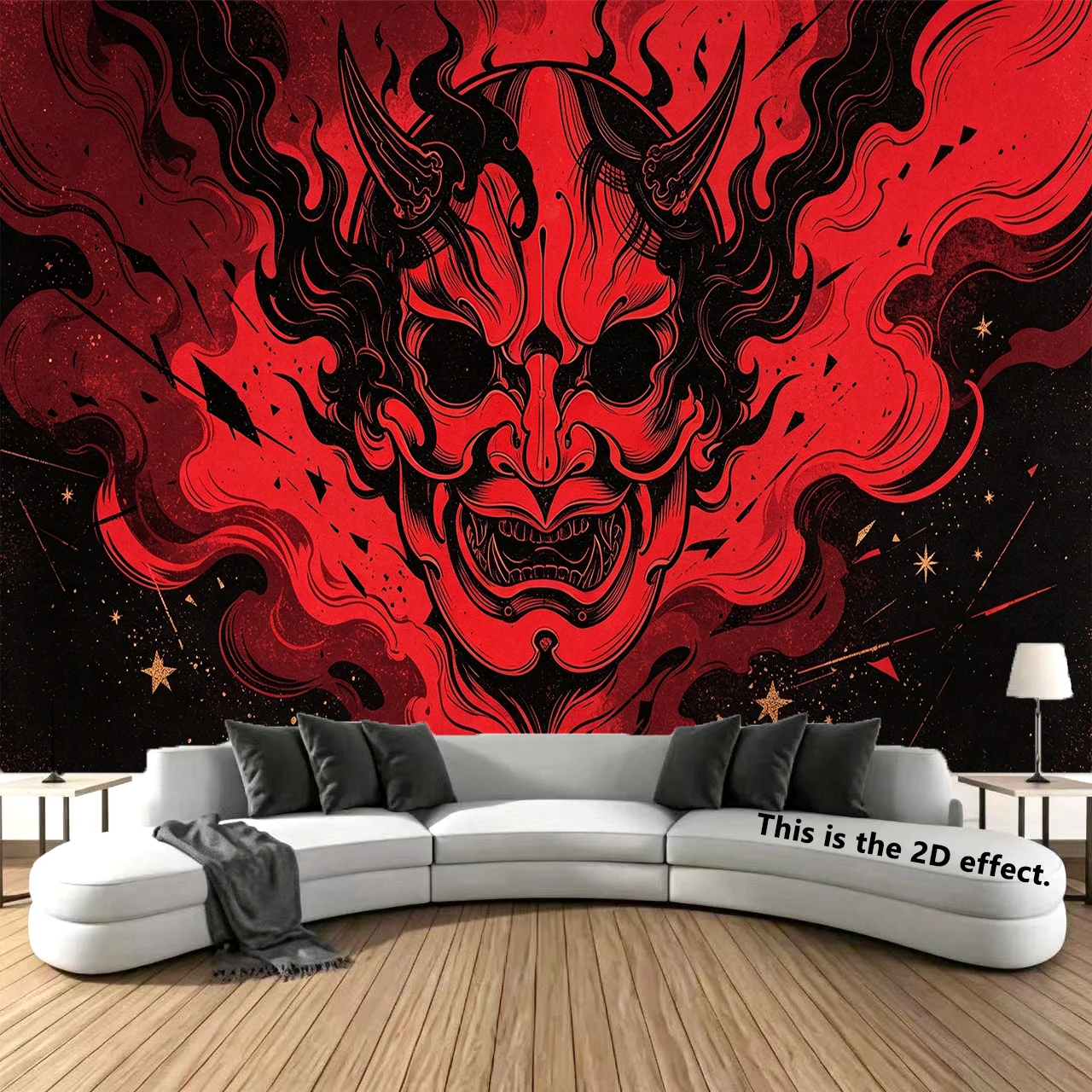 Red Oni Demon Tapestry Background Cloth Hanging Cloth Bedroom Bedside Decorative Wall Cloth Dormitory Tapestry