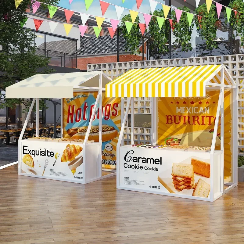 For Outdoor Market Stall Rack Mobile Snack Display Stand Shopping Mall Promotion Booth Night Market Vendor Folding Shelf