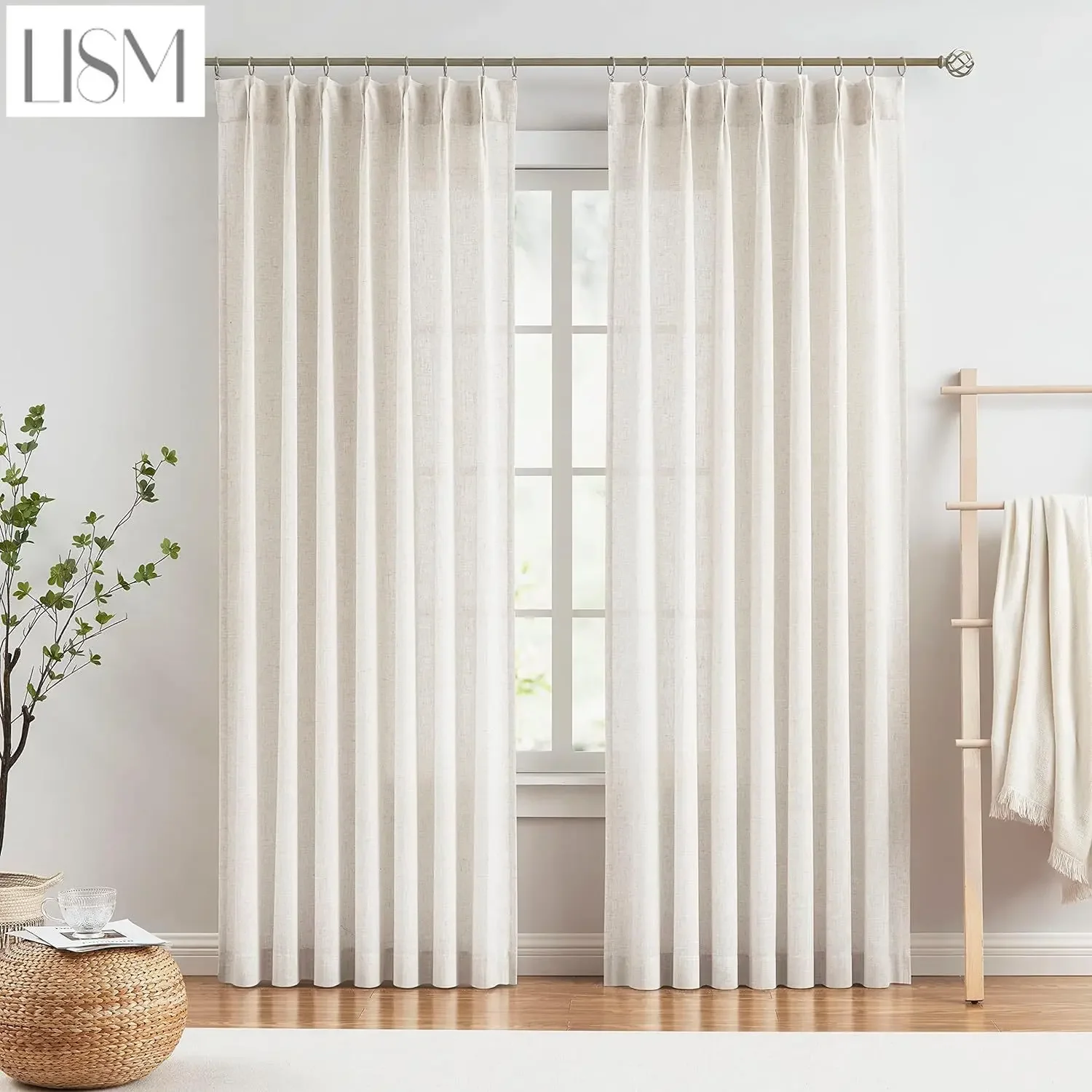 

New Imitation Hemp Gauze Curtain Modern Simple Bedroom Living Room Light Transmission Decoration Rod Pocket Linen Gauze Curtain