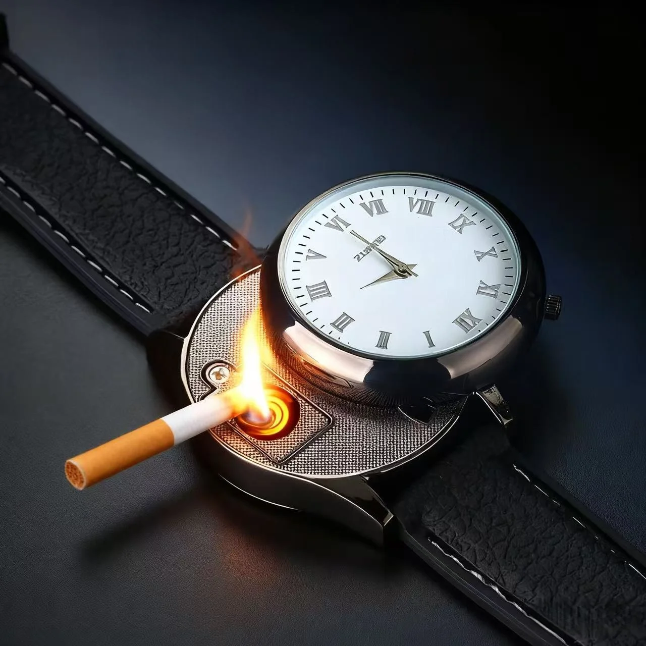 

High End Creative Men's Watch Portable Lighter Windproof Flameless Charging USB Cigarette Lighter Cigarette Accessories Gift