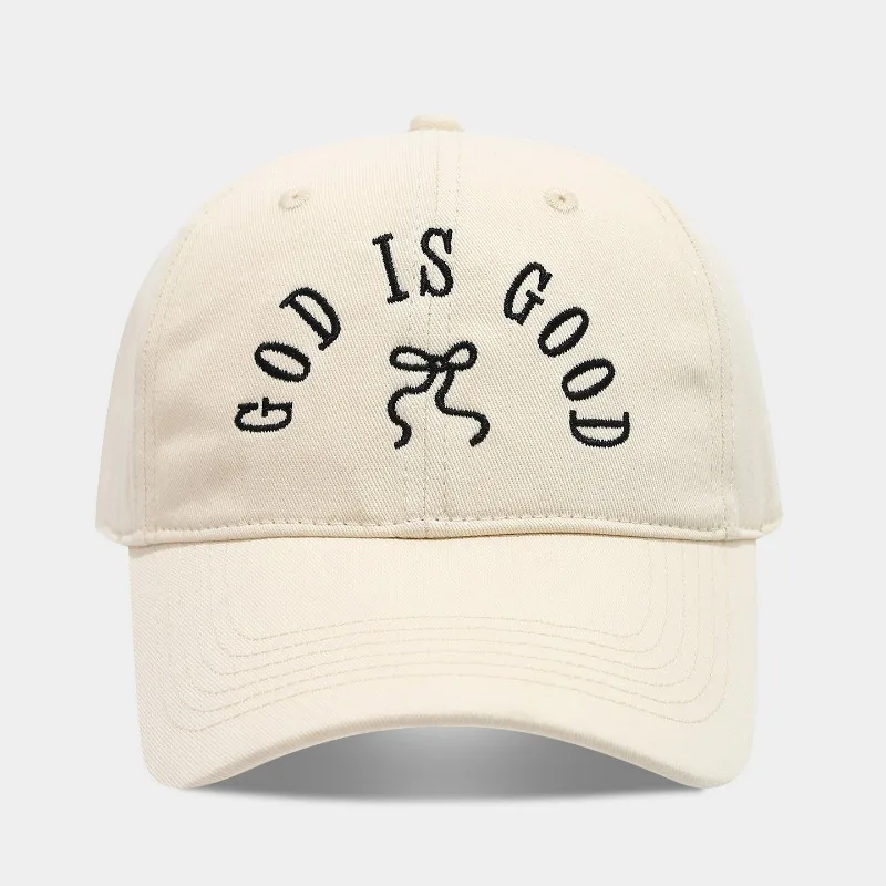 GOD IS GOOD Embroidered Baseball Cap with Bow Stitch | Christian Dad Hat Faith Cotton Adjustable Unstructured Fisherman Cap