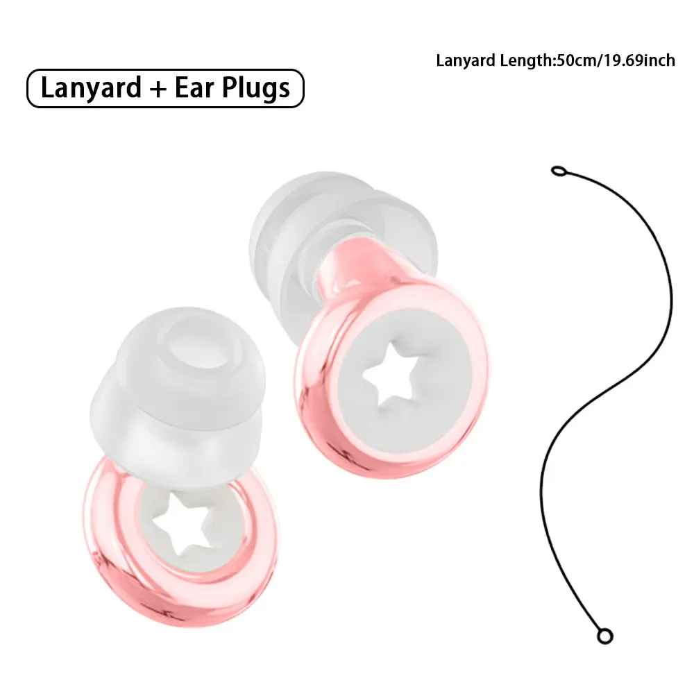 Double-Layer Silicone Earplugs with Lanyard for Swimming Water And Noise Barrier Silent Environment Earplug