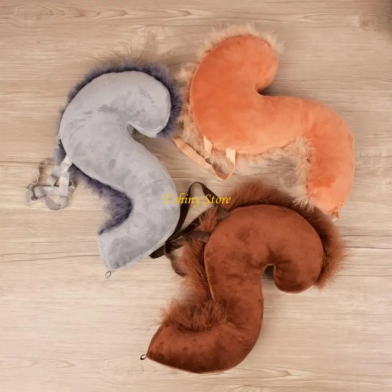 N58F Cosplay Squirrel Ears Hairhoop and Tail Suits Kids Animal Fancy Costume Novelty Supplies for Halloween Party