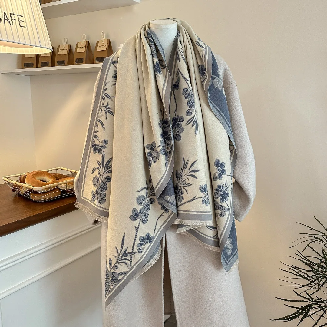 

Новая высококачественная зимняя модная универсальная шаль из искусственного кашемира с теплым жаккардовым шарфом.