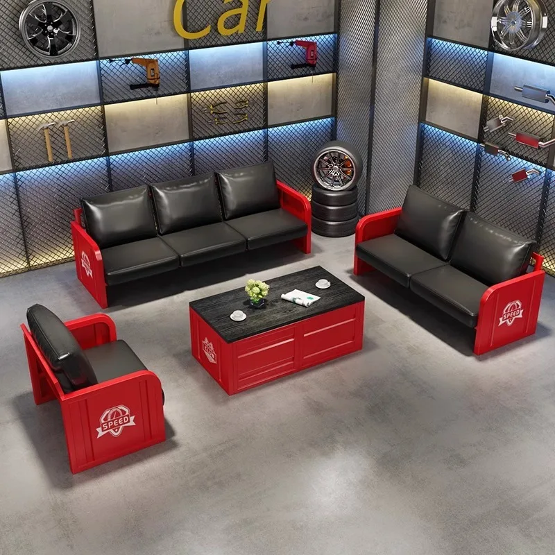 Custom Industrial Style Meeting Reception Studio Gym Rest Area Waiting Sofa Personality Coffee Table Set