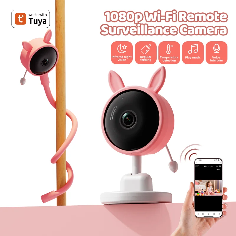 

Danmini 1080P HD Tuya Smart Baby Monitor Camera 2 Million Pixel Sound Night Vision Lullabies Temperature Monitor Camera