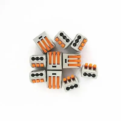 10pcs Wire Spring Quick Connect 3 Pin Push Clamp Connector 250V 32A 4KV Cable Terminal Block