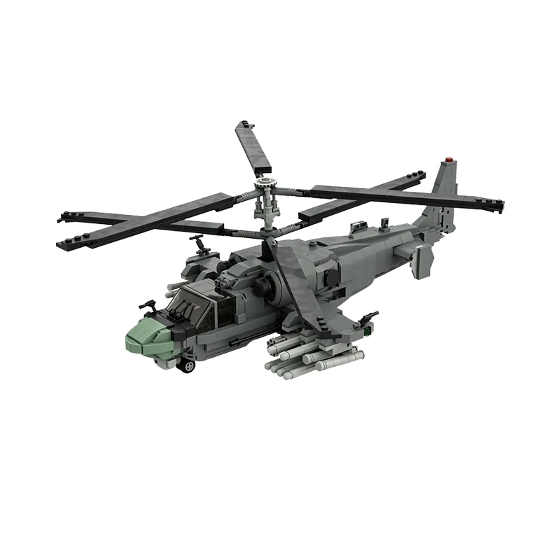 QWERT Ka-52 Military Helicopter Model MOC Building Bricks War Equipment Modular Technology Gifts Holiday Assemble Children Toys