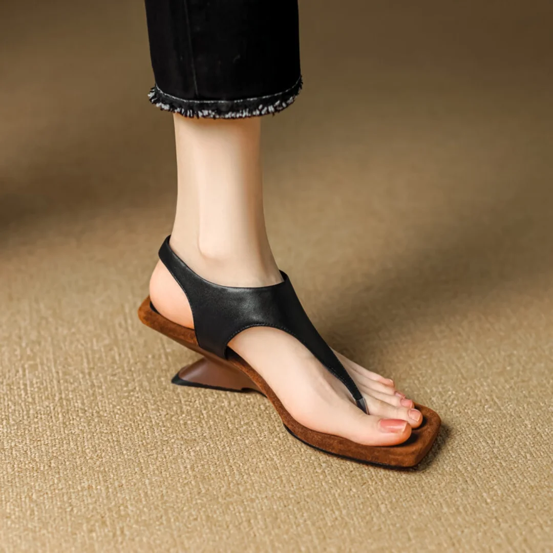 

Color Matching Simple Wedge Toe Sandals Women 2025 Summer Open-toe Heels Buckled heels tacones de Mujer Ladies Mules sexy heels