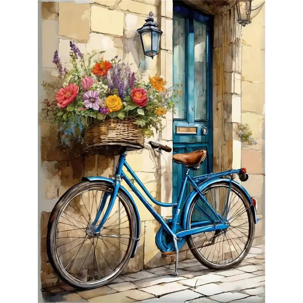 Neue Ankunft Diamant Stickerei Fahrrad Kreuz Stich Kits Malerei Blume DIY Diamant Mosaik Tür Landschaft Handgemachtes Geschenk