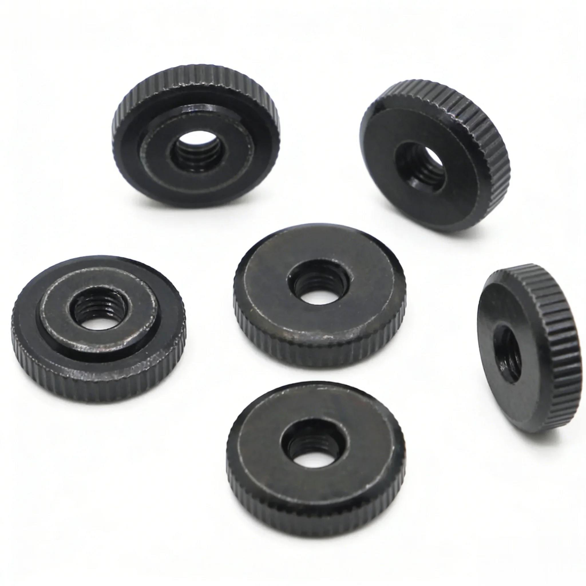 Tuercas moleteadas de acero cincado negro M3 M4 M5 M6 M8 M10, tuercas pequeñas de apriete manual, fijaciones, herrajes, piezas mecánicas