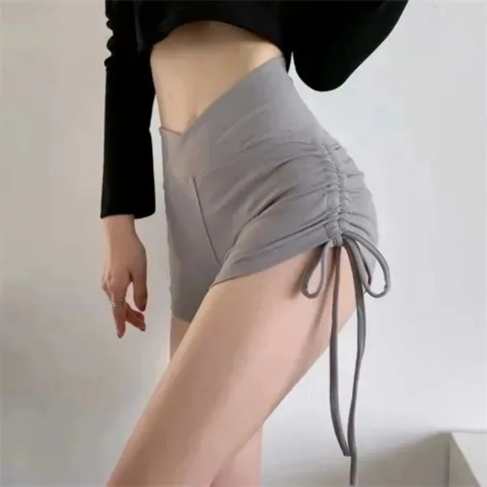 Pantalones cortos de chándal de cintura alta para mujer, Leggings invisibles con entrepierna abierta, pantalones sexuales al aire libre, ajustados, cadera de melocotón, Yoga, Fitness, Jogger