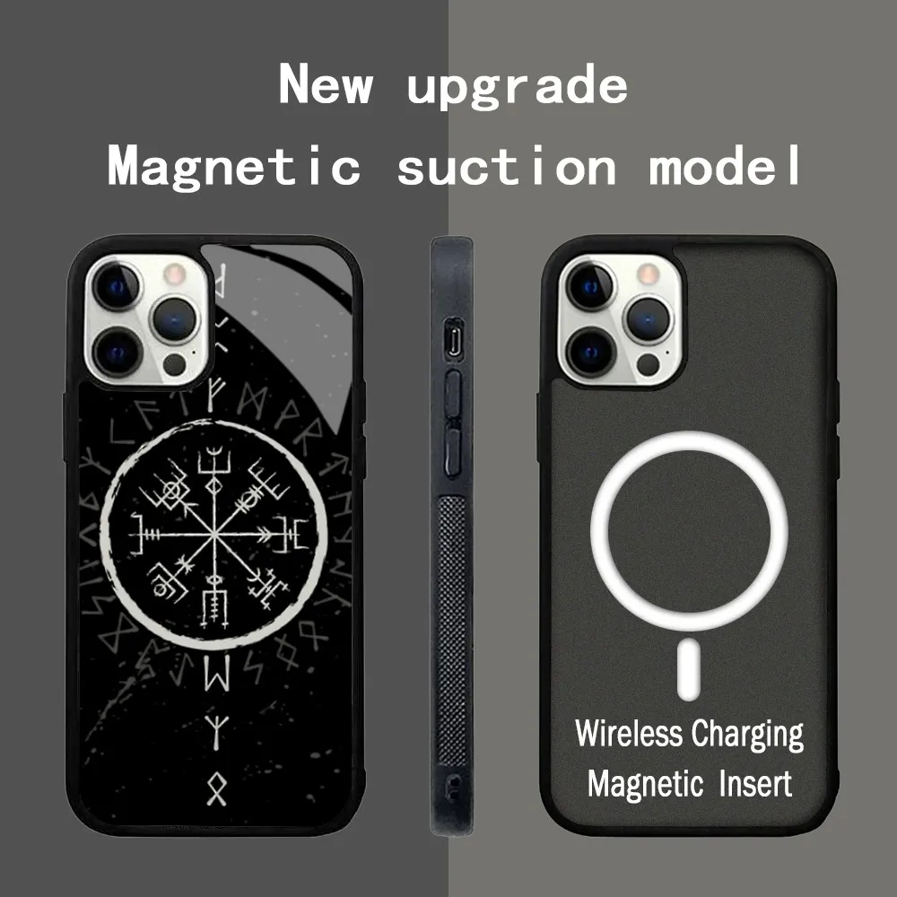 

Vegvisir And Runes Phone Case For IPhone 15 14 13 Pro Max 11 12 Mini Alex Mirror For Magsafe Wireless Charging Cover