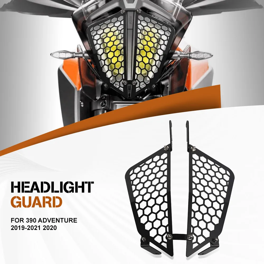 For 390 Adventure 2019-2021 2020 Motorcycle Headlight Head light Grill Guard Cover Protector Headlight Protector Cover Grill