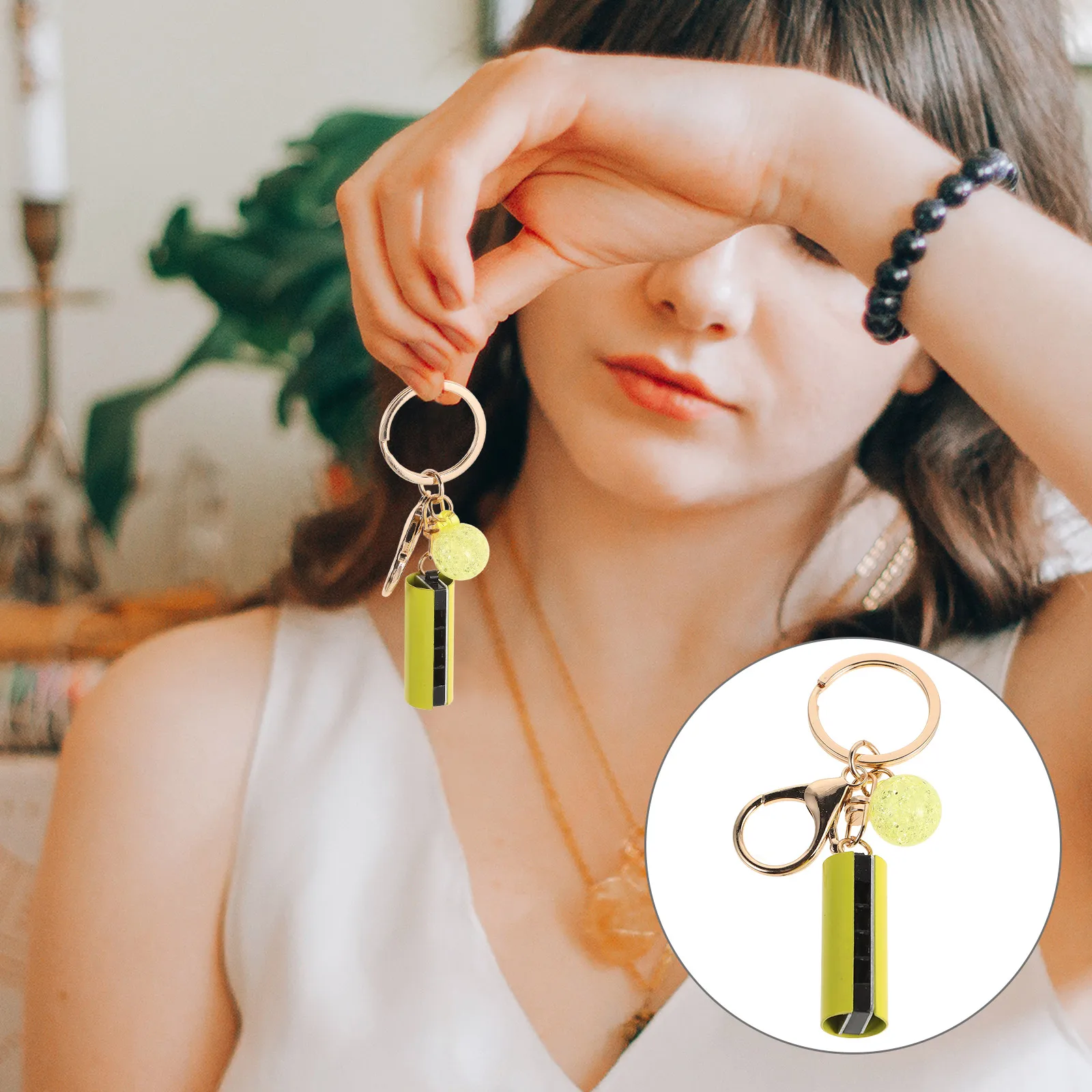 

Small Harmonica Keychain Pendant Bag Charm Alloy for Metal Mini Hanging Keyring