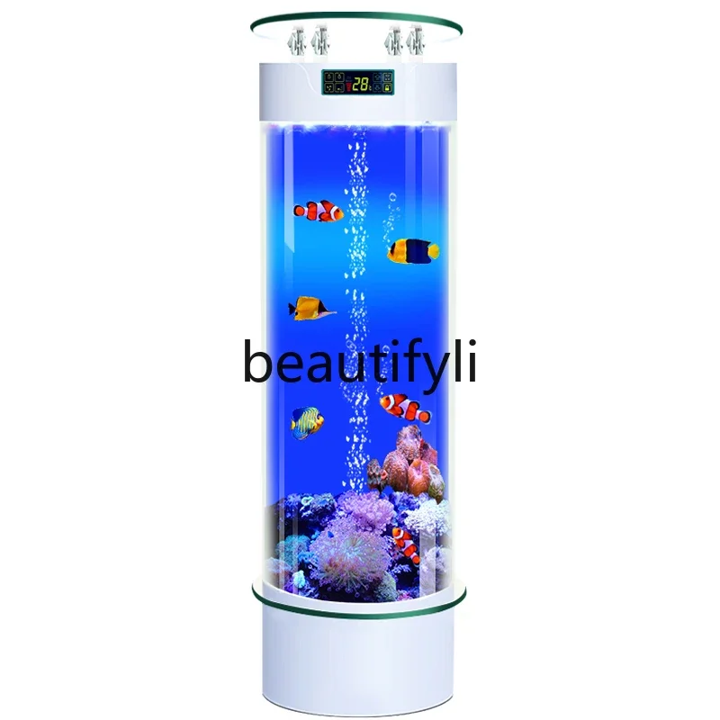 Smart fish tank small cylindrical new acrylic floor ecological water-free vertical