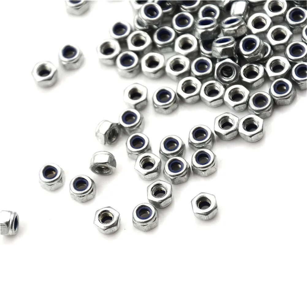 1/100 Pz Tono Argento M3 x 0.5mm In Acciaio Inox Nylock Nylon Inserto Esagonale Dadi di Bloccaggio Sette stelle fiore di pruno intrecciato a mano dado
